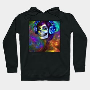 Colours Skull Listening To Music Hoodie